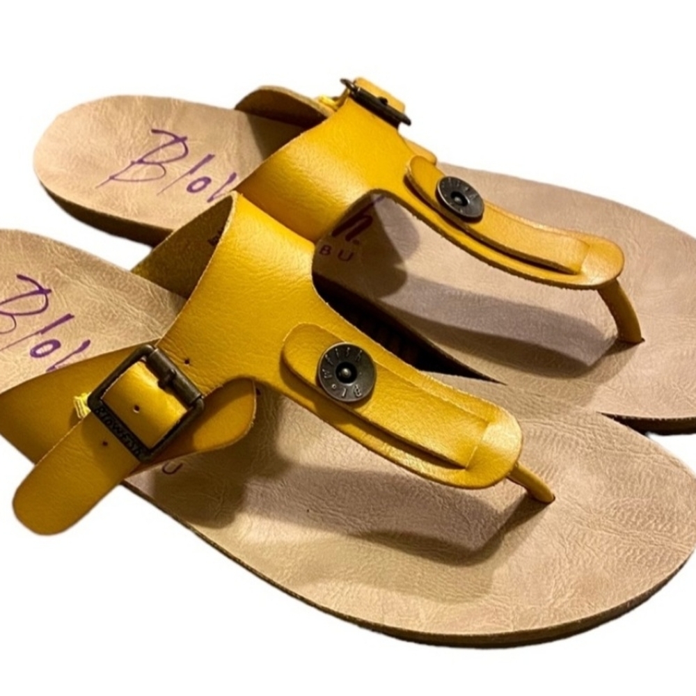 Blowfish Malibu T-Strap Thong Sandals Boho Flat Yellow Size 6.5